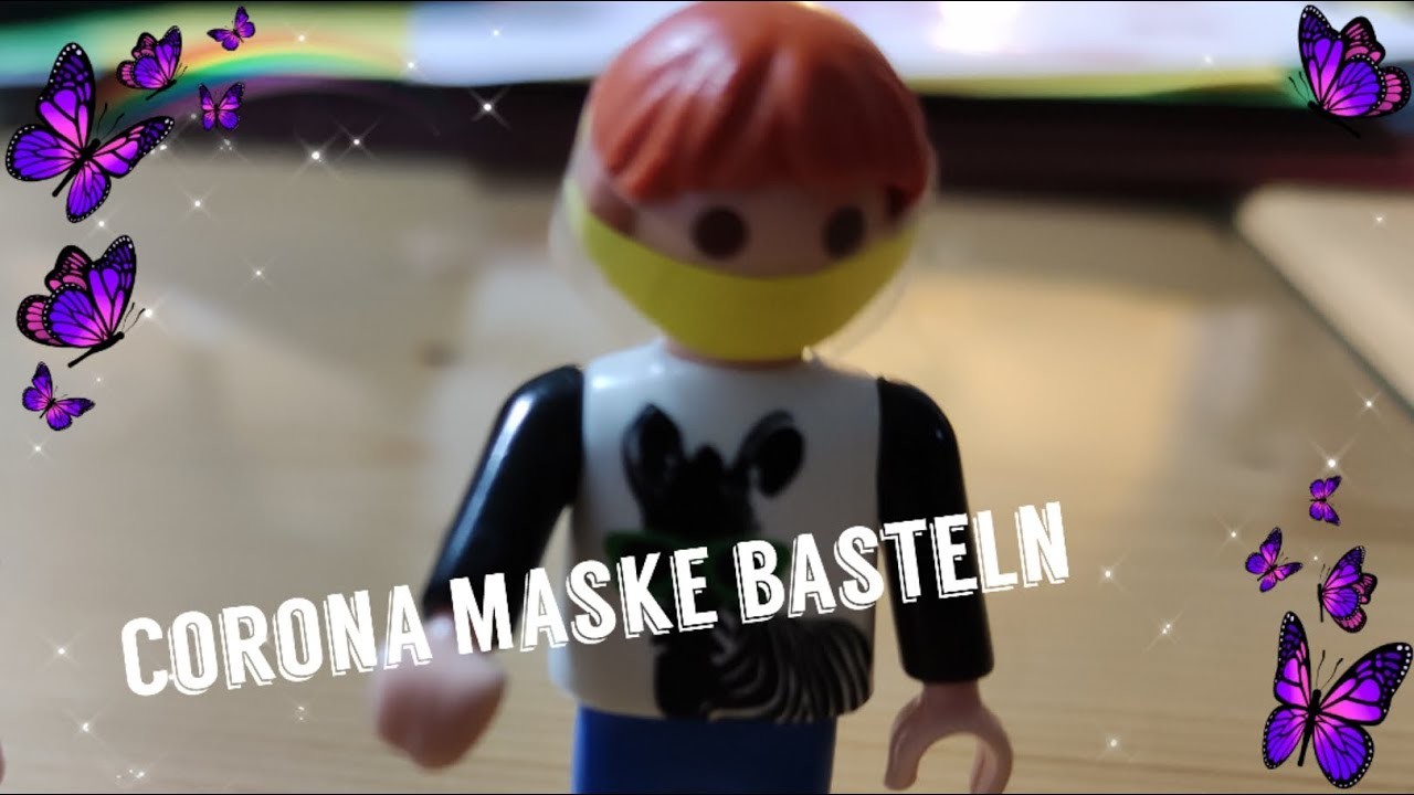 Corona Maske basteln, Familie Amelio, eine Corona Maske für Playmobil selber machen- Deutsch