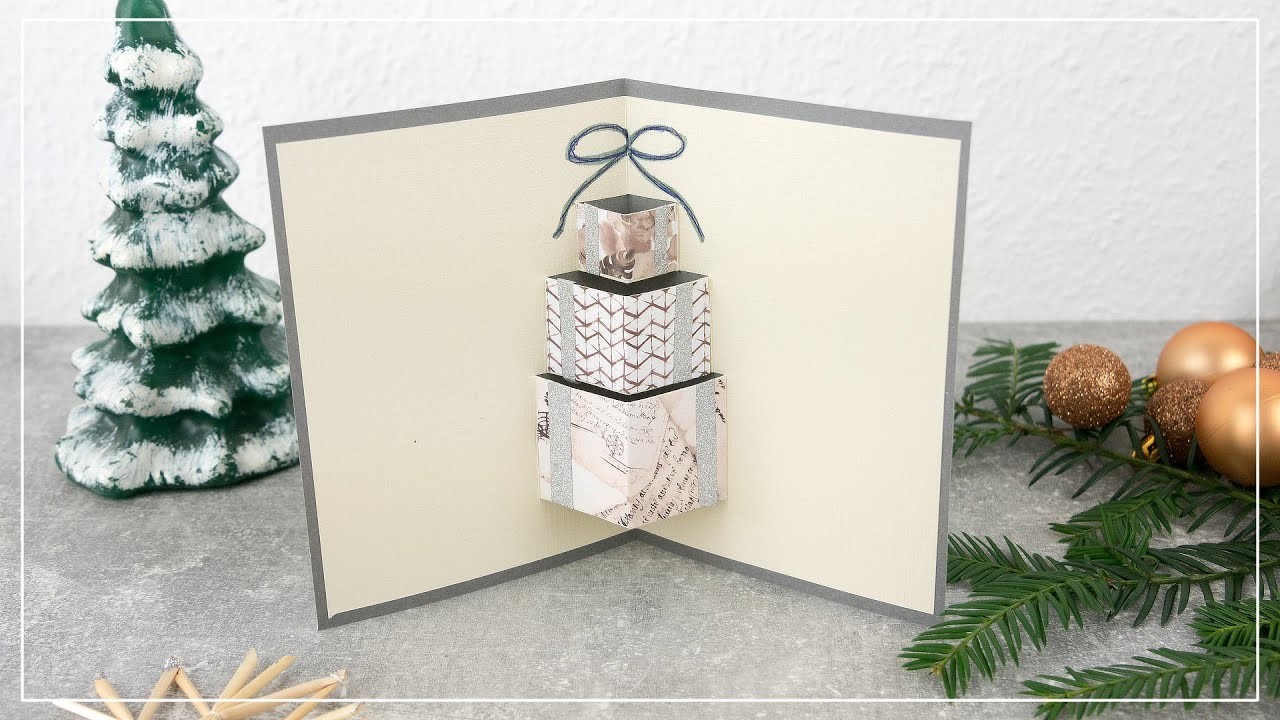 DIY Pop Up Weihnachtskarte basteln | Weihnachtsgeschenke aus Papier