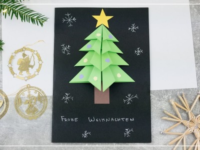 DIY Weihnachtskarte "Tannenbaum" basteln | Weihnachtsgeschenke aus Papier