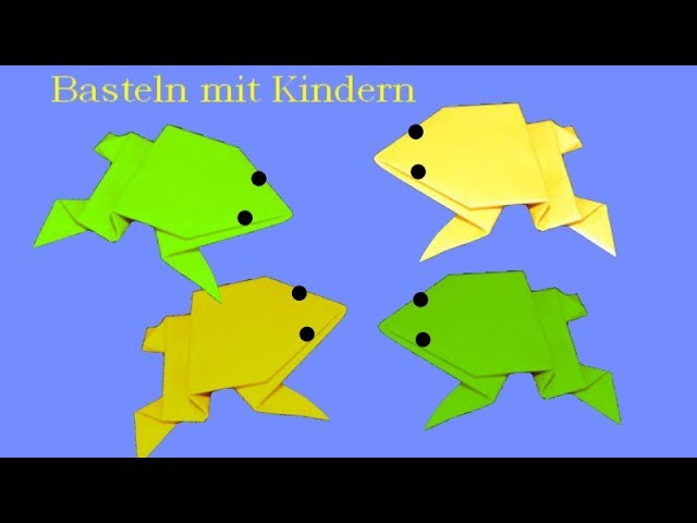 Origami aus Papier basteln : Basteln mit Papier - hüpfender Frosch - Kinder basteln