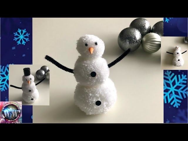 Schneemann basteln ☃️ Basteln mit Wolle. Pompom ⛄️ Winter Dekoration DIY Snowman
