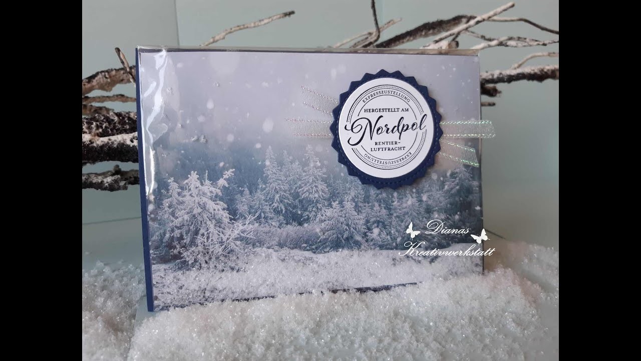 Weihnachten im Schnee. Schüttelkarte mit Schnee Winterwonderland Stampin'Up!
