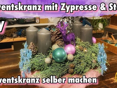 Adventskranz Diy. Doppelter Kranz | Adventskranz 2020 | Adventskranz mit Stoff &Zypresse