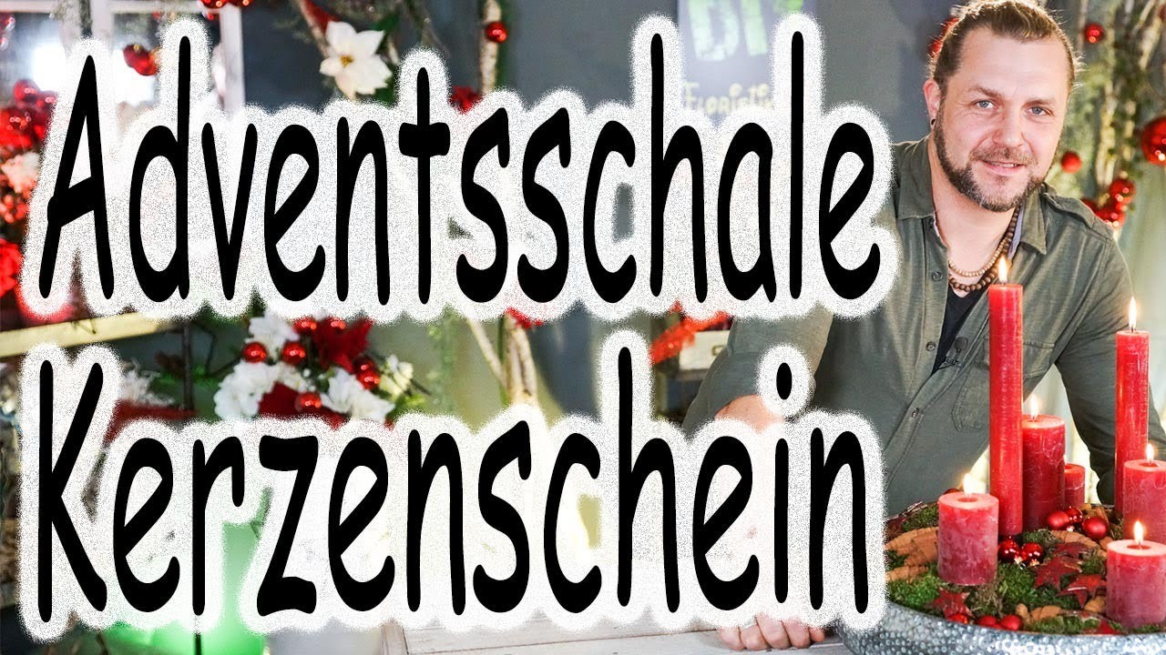 Dekoschale für den Advent | Adventsdeko in Rot und Grün | Moderne Adventsschale mit Moos und Kerzen