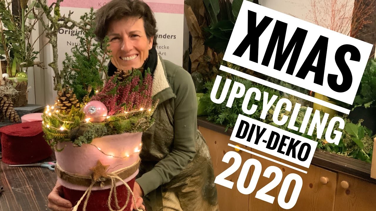 DIE UPCYCLING-IDEE:  Weihnachtlich bepflanzter Eimer. Floristik-Bastelidee. XMAS. Dekotipp