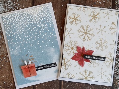 Hintergrundtechniken, Weihnachtskarten basteln, #10minchristmascard, schnelle Weihnachtkarte