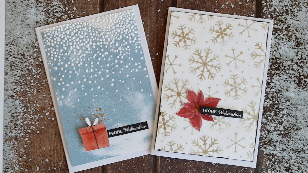 Hintergrundtechniken, Weihnachtskarten basteln, #10minchristmascard, schnelle Weihnachtkarte