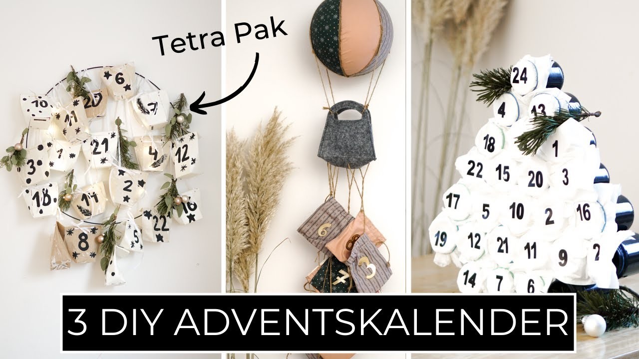 3 DIY Adventskalender Ideen zum SELBER MACHEN | Bastelideen aus Tetra Pak, Altglas und Stoff