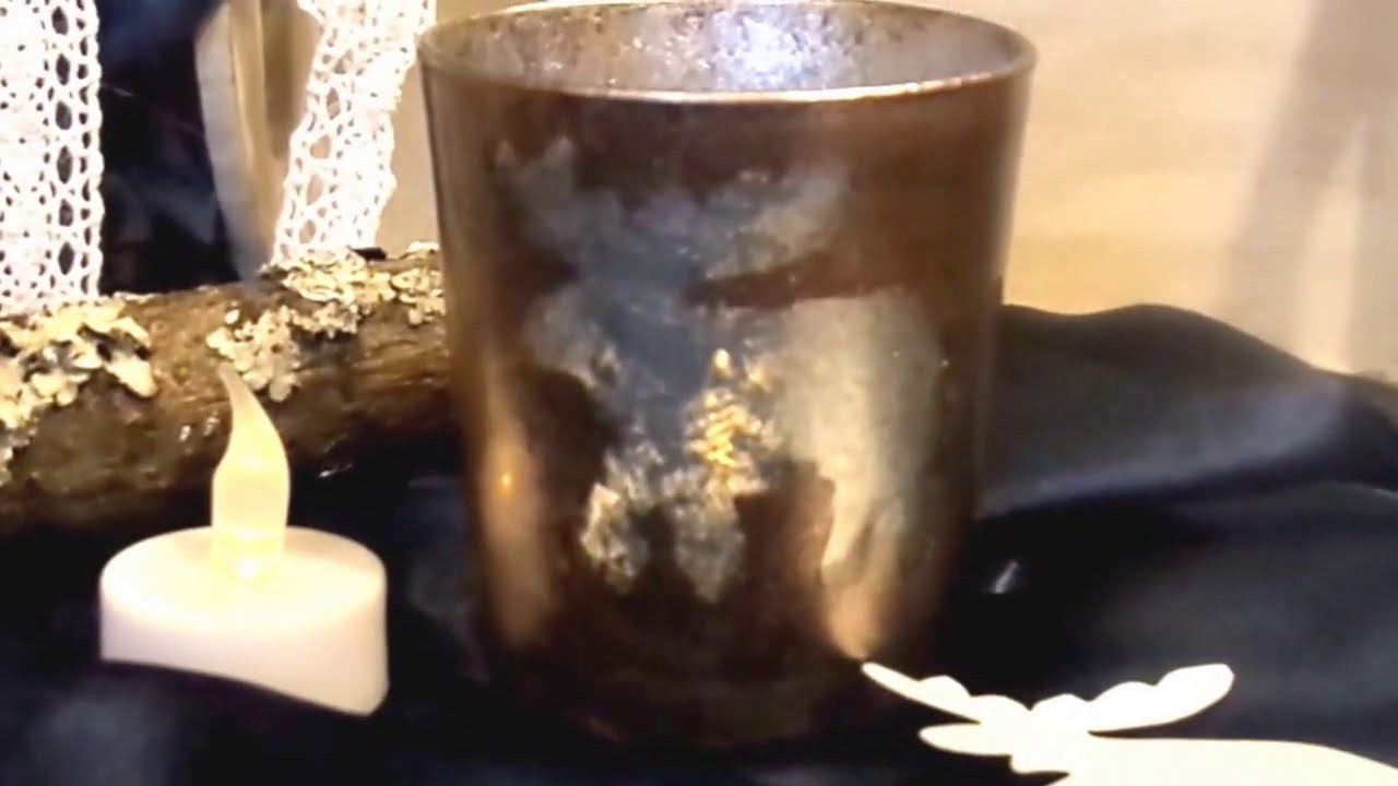 DIY: BAUERNSILBER  Deko Glas mit ELCH zum BASTELN; Upcycling :))
