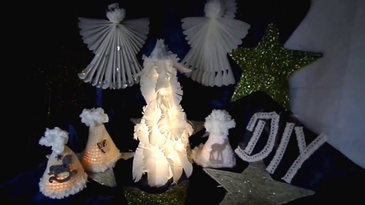 DIY: weiße LED WINTER & Weihnachts DEKO, aus Butterbrotpapier basteln  UPCYCLING