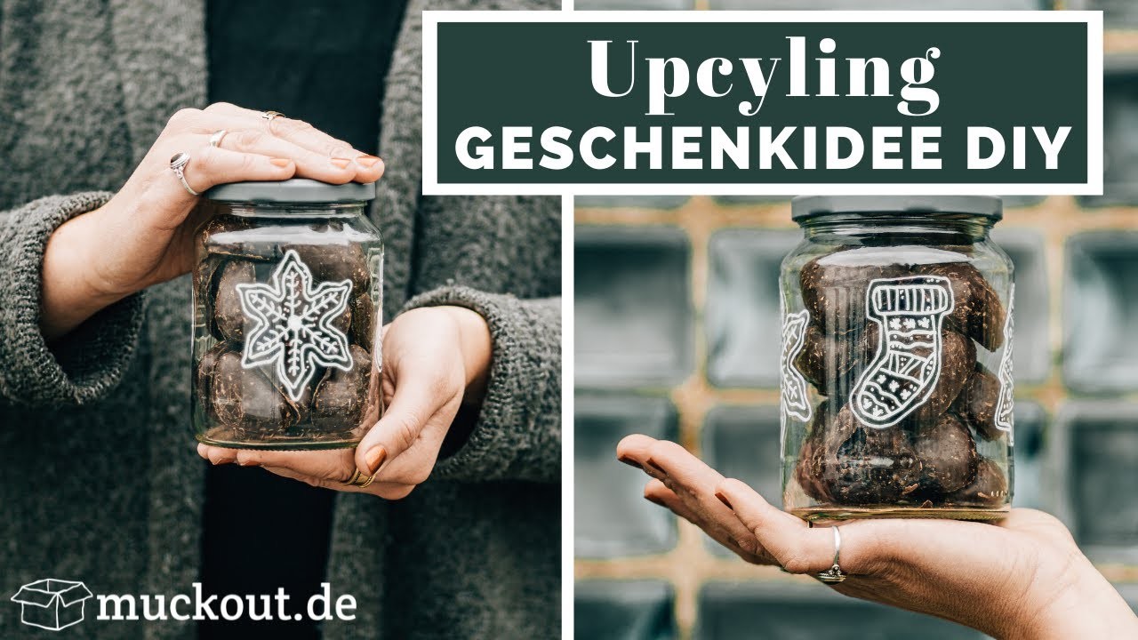 Geschenkidee aus Altglas mit *VORLAGEN ZUM DOWLOAD* | Nachhaltige Weihnachten | muckout.de
