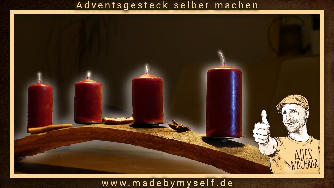 Kerzenständer selber machen, Adventsgesteck günstige Last Minute Weihnachtsdeko 2020