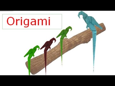 Origami aus Papier basteln : Origami Tiere falten - Papagei -  Basteln Anleitung für Kinder