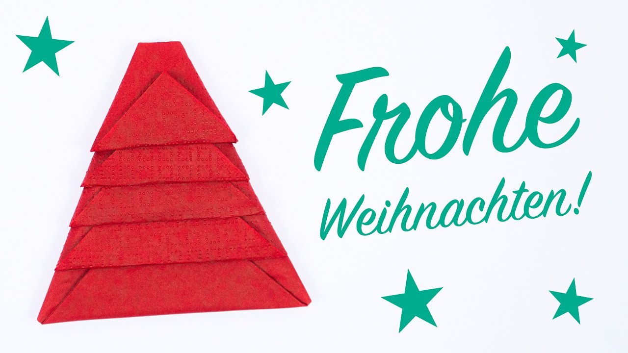 Servietten falten Weihnachtsbaum - Tischdeko Weihnachten