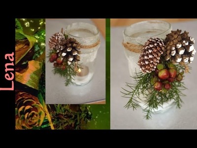 Zucker Glas DIY Windlicht basteln mit Lena - Sugar Jar DIY - Christmas Jar DIY - подсвечник из банки