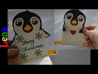 Creative with Lena ???? DIY Weihnachtskarte mit Pinguin basteln mit Lena ???? Penguin Christmas Card DIY