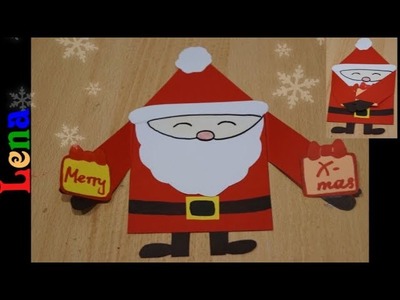 DIY Weihnachtskarte mit Weihnachtsmann basteln mit Lena - DIY Christmas card with Santa DIY