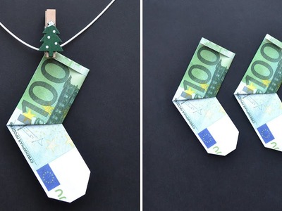 Euro Origami WEIHNACHTEN SOCKE Geldgeschenk GELD FALTEN | Money CHRISTMAS SOCK | Tutorial