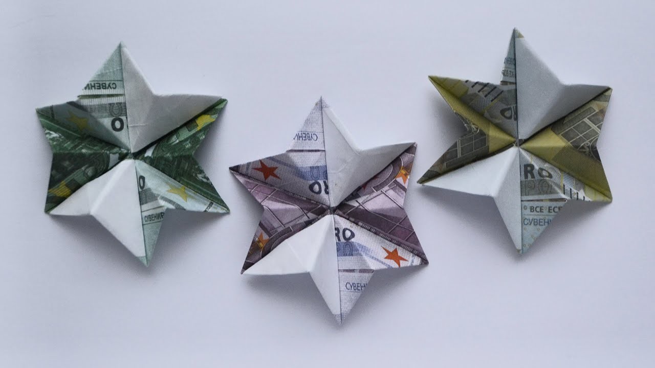 Origami STERN Geldgeschenk GELD FALTEN | Weihnachtsgeschenk | Money STAR | Tutorial by Euro Origami