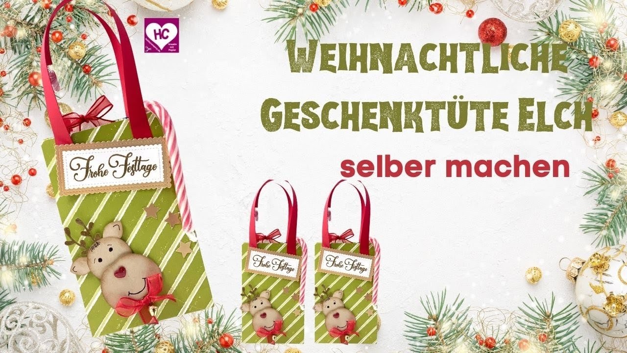 Weihnachtliche Geschenktüte Elch