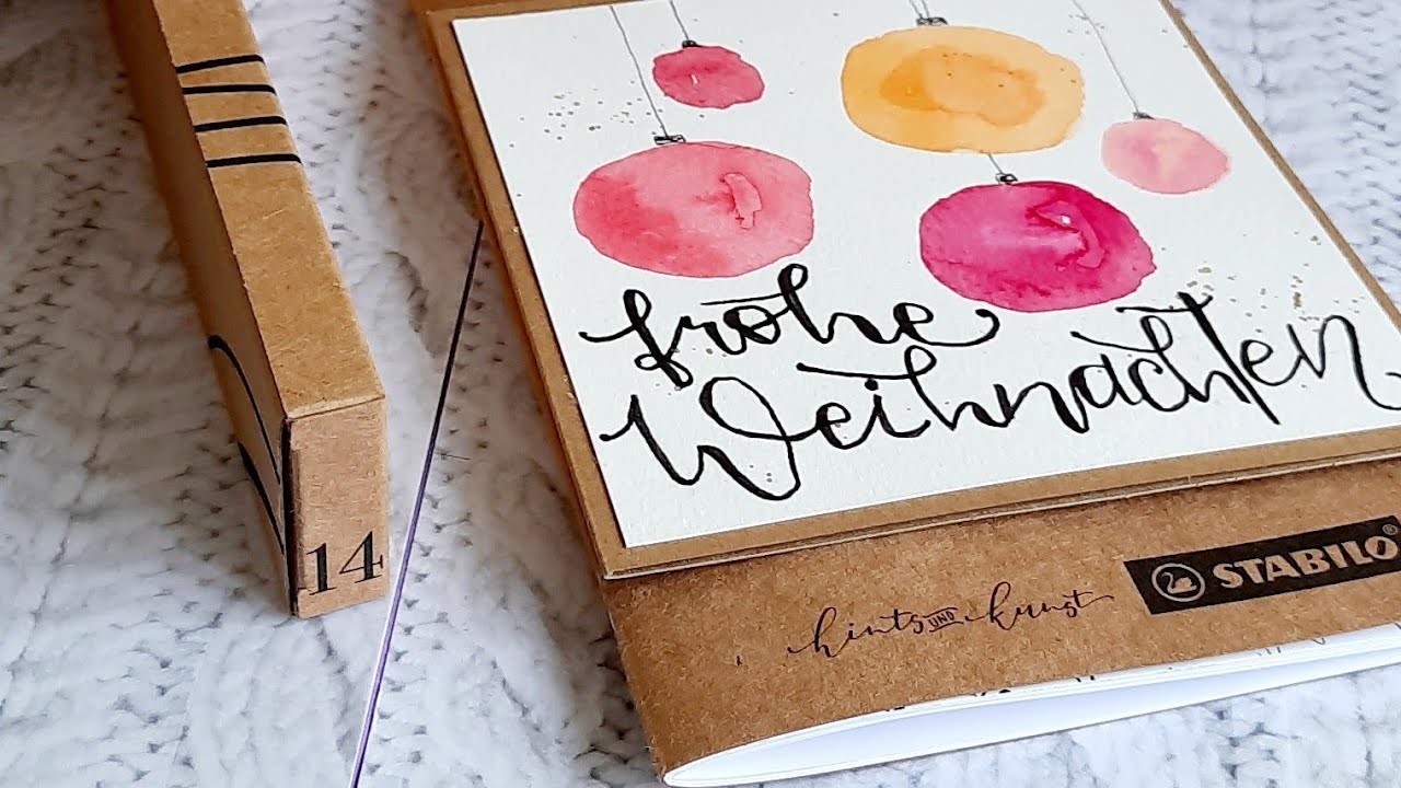 13, 14 #Achtsamundkreativ, Adventskalender öffnen, schnelle Karte mit Aquarelltechnik