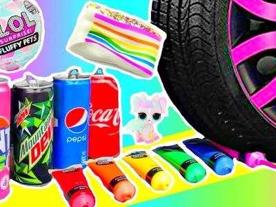 Experiment: Car VS. Coca Cola, LOL Surprise Pet, Squishy, Slime ???? Dinge mit dem Auto zerquetschen
