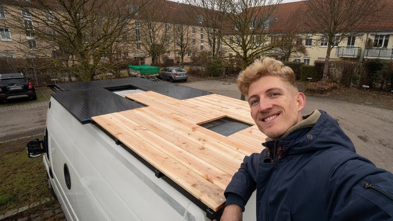 Groooße DACHTERRASSE und DIY Dachträger aus Aluprofilen für den Camper! (mit großer Solaranlage????)