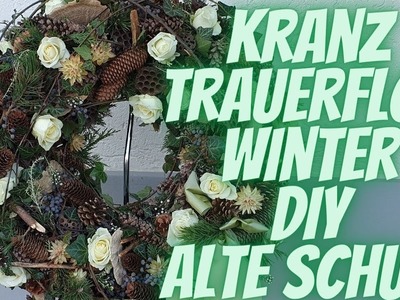 Kranz weiss Winter Trauerfloristik selber machen Floristik Anleitung