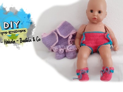 Puppen-Baby Windeln und Schuhe mit Anleitung häkeln I Puppe Größe 42 cm