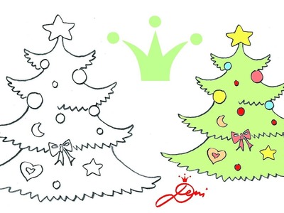 Weihnachtsbaum ganz einfach zeichnen zum Ausmalen ???? Malvorlagen zu Weihnachten für Kinder