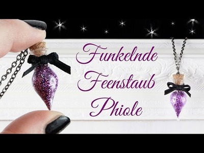 Feenstaub Phiole Halskette | lila Glitter DIY | Glitzer Halskette Anleitung deutsch
