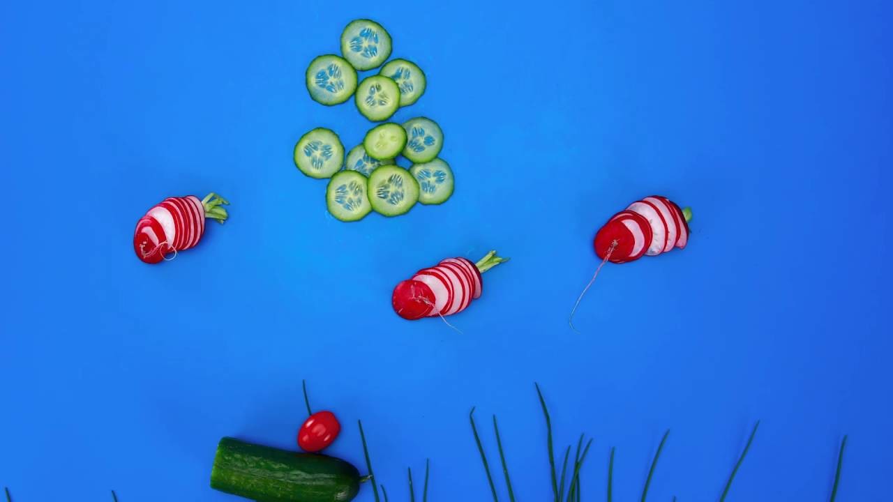 Gesunde Snacks für Kinder - Radieschen-Gurken-Fisch: Rohkost am Haken
