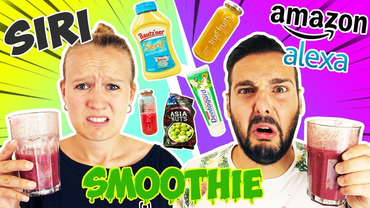 SIRI VS. ALEXA MACHEN EKLIGE SMOOTHIES CHALLENGE! Kaan VS. Kathi! WASABI Nüsse im Getränk! *EKLIG*