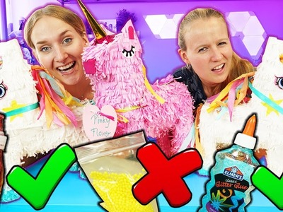 WÄHLE NICHT DIE FALSCHE Piñata Slime Challenge Nina vs. Kathi Einhorn auswählen und Schleim mischen