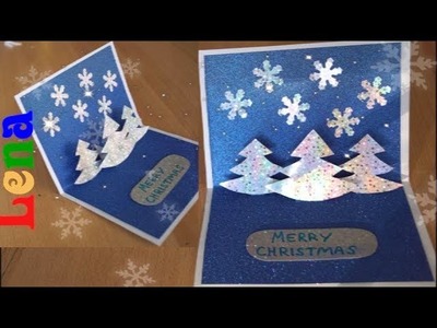 Weihnachtskarte mit Weihnachtsbaum basteln - Pop up Cristmas Card with christmas trees