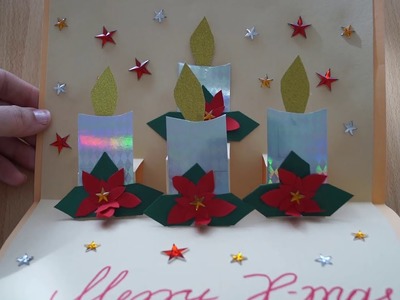 ???? Weihnachtskarte mit Adventskerzen basteln  ????????????????  Pop up Cristmas Card with christmas candles ????