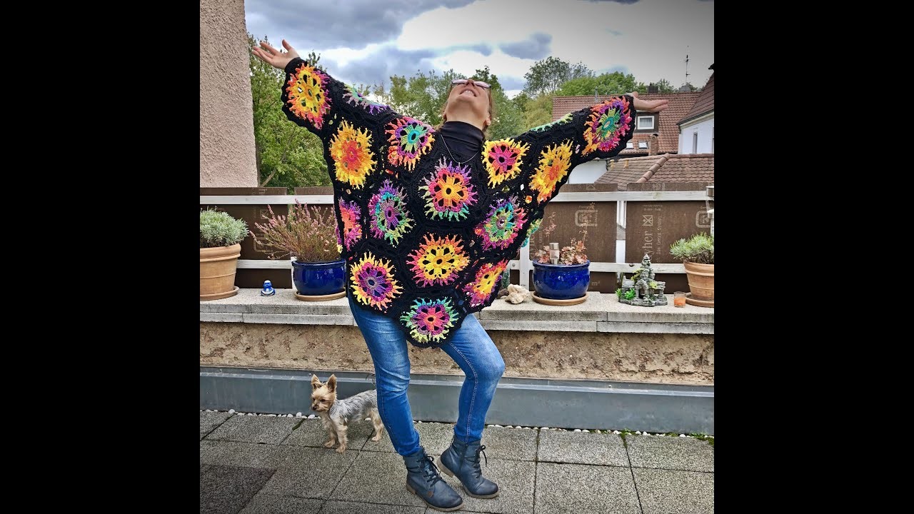 Etsy me! Tasha's new "CORONA PONCHO" of Rainbow colors Crocheted Boho style, Regenbogenfarben Poncho
