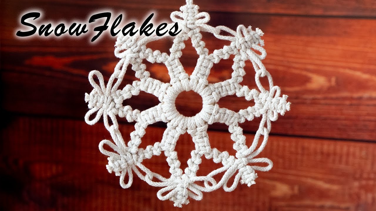 Macrame tutorial: DIY Macrame SnowFlakes | Snowflake Ornament | Easy