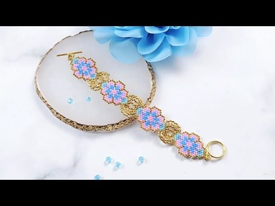 【Pandahall DIY Tutorial】Wunderschönes Blumenarmband aus Miyuki® Rocailles. Flower beads bracelet