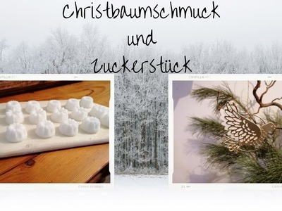 Christbaumschmuck und Zuckerstück mit Geschenkschachtel