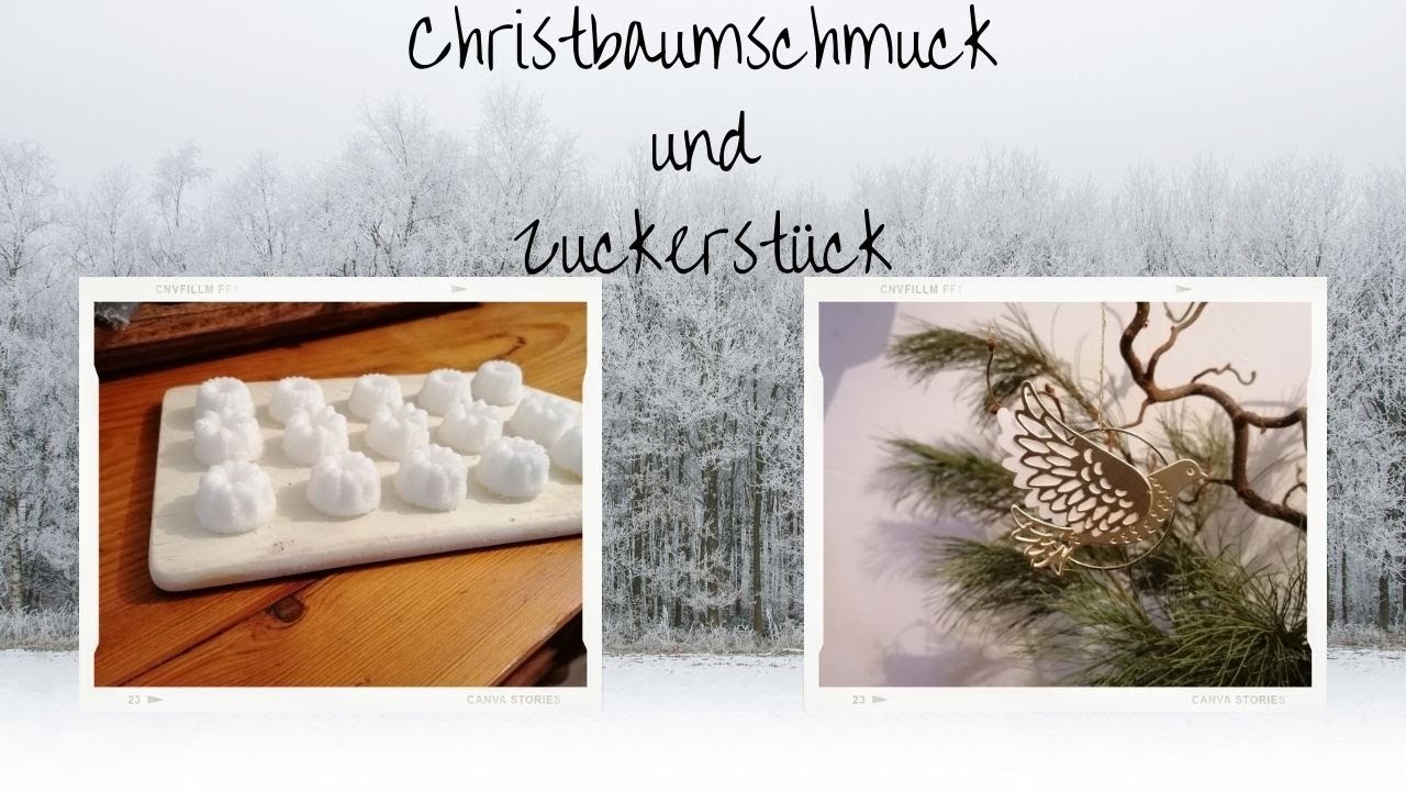 Christbaumschmuck und Zuckerstück mit Geschenkschachtel