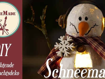 DIY - Weihnachtsdeko Idee. Einen beleuchteten Schneemann selber machen. illuminated snowman