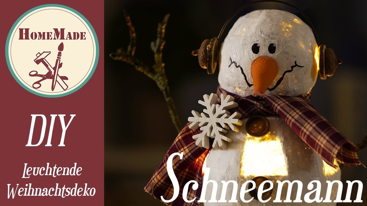 DIY - Weihnachtsdeko Idee. Einen beleuchteten Schneemann selber machen. illuminated snowman