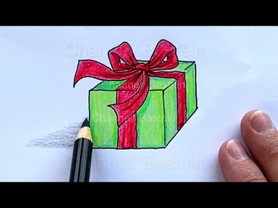 Geschenke malen lernen mit Bleistift & Buntsftifte. Weihnachtsgeschenke zeichnen lernen für Anfänger