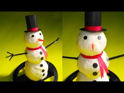 How To Make Snowman With Cotton And Newspaper | Snowman Craft Idea | DIY Christmas Snowman