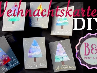 Last Minute Weihnachtskarten AQUARELL - TANNENBÄUME DIY
