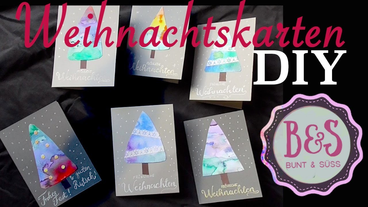 Last Minute Weihnachtskarten AQUARELL - TANNENBÄUME DIY
