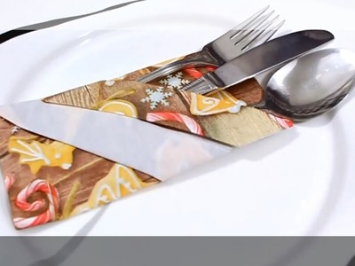Servietten falten Bestecktasche - DIY Tischdeko basteln für Weihnachten, Advent, Heiligabend