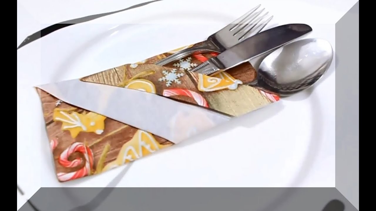 Servietten falten Bestecktasche - DIY Tischdeko basteln für Weihnachten, Advent, Heiligabend