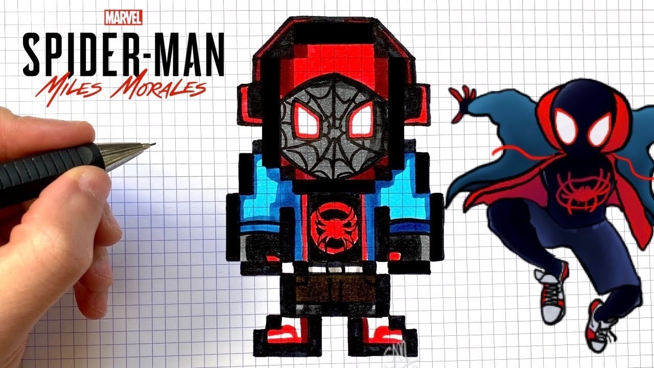 WIE ZEICHNET MAN SPIDERMAN MILES MORALES PIXEL ART